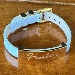 Rustic Cuff Freedom leather and Stainless Buckle Bracelet